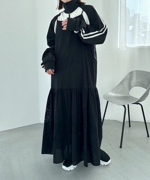 REFLEM/レフレム シアーアームナイロントラックジャケット REFLEM ジャージ 「REFLEM/レフレム」クロス刺繍ベロアトラック