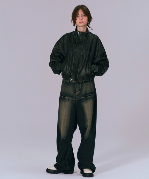 WHO'S WHO gallery（フーズフーギャラリー）の「【2024SS 新色追加】ヴィンテージライクレザーブルゾン（ブルゾン・レディース・ブラック/ブラウン/グレー/アイボリー・FREE）」の15枚目の写真