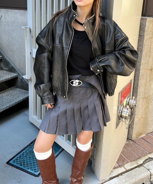 WHO'S WHO gallery（フーズフーギャラリー）の「【2024SS 新色追加】ヴィンテージライクレザーブルゾン（ブルゾン・レディース・ブラック/ブラウン/グレー/アイボリー・FREE）」の21枚目の写真