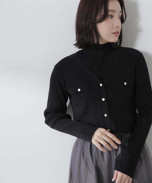 NATURAL BEAUTY BASIC（ナチュラルビューティーベーシック）の「◇ハイネックノースリクロップドアンサンブル（カーディガン/ボレロ・レディース・ブラック/ベージュ/オフホワイト/ピンク・FREE）」の19枚目の写真