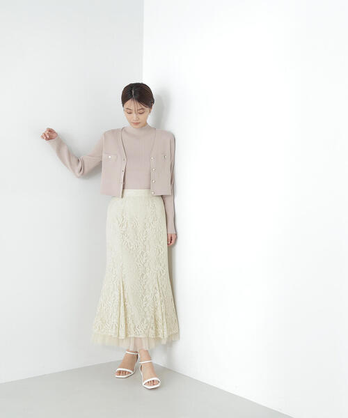 NATURAL BEAUTY BASIC（ナチュラルビューティーベーシック）の「◇ハイネックノースリクロップドアンサンブル（カーディガン/ボレロ・レディース・ブラック/ベージュ/オフホワイト/ピンク・FREE）」の9枚目の写真