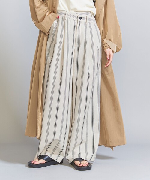 BEAUTY&YOUTH UNITED ARROWS(ビューティーアンドユースユナイテッドアローズ)の「レーヨンシルクネップ 2タック ストライプ パンツ(その他パンツ・レディース・オフホワイト/ブラック・S/M)」の6枚目の写真