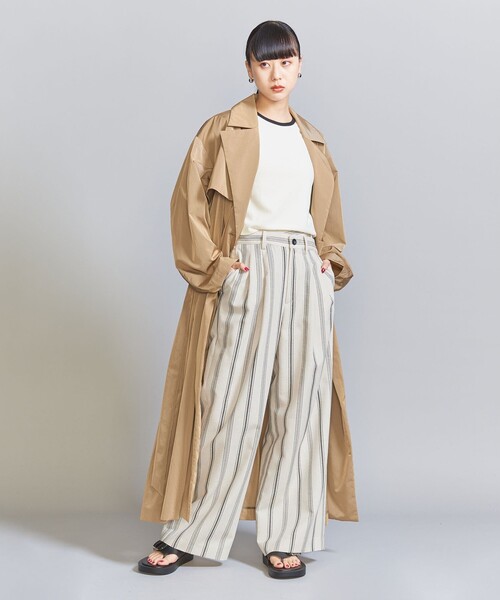 BEAUTY&YOUTH UNITED ARROWS(ビューティーアンドユースユナイテッドアローズ)の「レーヨンシルクネップ 2タック ストライプ パンツ(その他パンツ・レディース・オフホワイト/ブラック・S/M)」の9枚目の写真