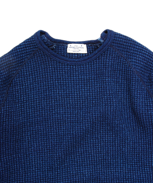 Denime(ドゥニーム)の「INDIGO HEAVY THERMAL/インディゴヘビーサーマル(Tシャツ/カットソー・メンズ・インディゴブルー・MEDIUM/SMALL/LARGE)」の4枚目の写真