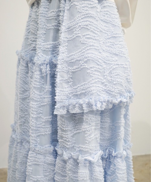 INTER FACTORY(インターファクトリー)の「ティアードフリルロングスカート made in INTER FACTORY(スカート・レディース・ホワイト/ブラック/ライトブルー・FREE)」の19枚目の写真