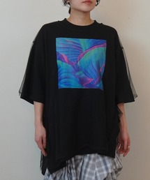 2WAYリーフフォトプリントレイヤードTシャツ