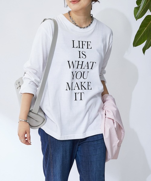 un dix cors（アンディコール）の「LIFEロゴロンTee（Tシャツ/カットソー・レディース・ブラック/ホワイト・FREE）」の2枚目の写真