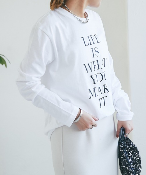 un dix cors（アンディコール）の「LIFEロゴロンTee（Tシャツ/カットソー・レディース・ブラック/ホワイト・FREE）」の7枚目の写真
