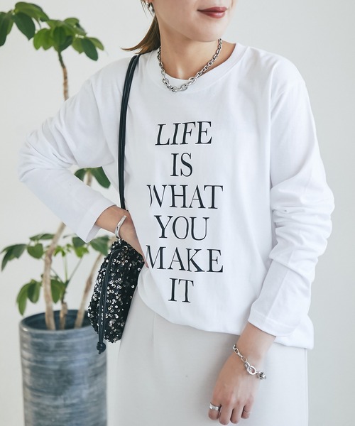 un dix cors（アンディコール）の「LIFEロゴロンTee（Tシャツ/カットソー・レディース・ブラック/ホワイト・FREE）」の4枚目の写真