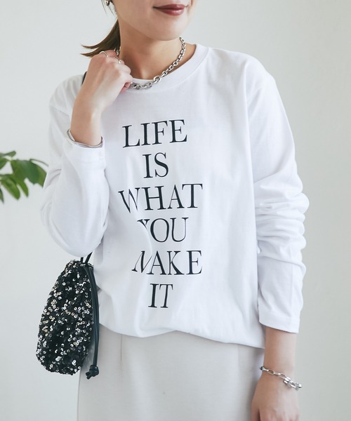 un dix cors（アンディコール）の「LIFEロゴロンTee（Tシャツ/カットソー・レディース・ブラック/ホワイト・FREE）」の3枚目の写真