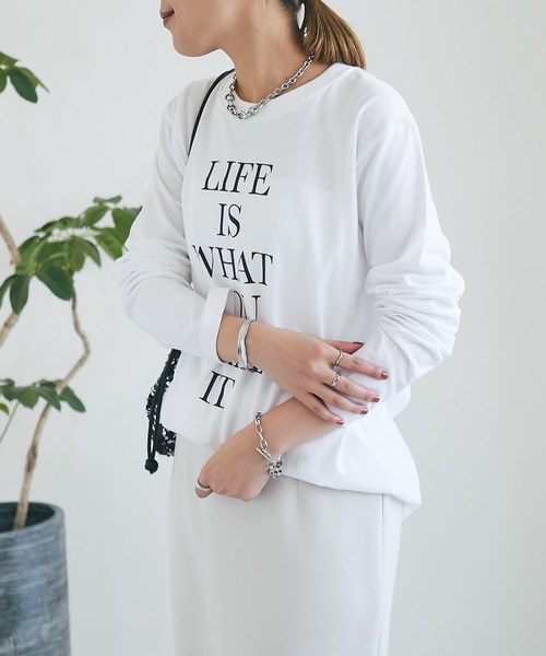 un dix cors（アンディコール）の「LIFEロゴロンTee（Tシャツ/カットソー・レディース・ブラック/ホワイト・FREE）」の5枚目の写真