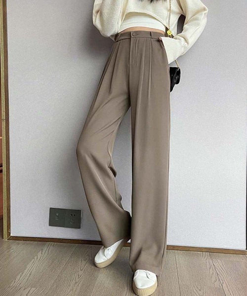 Miniministore（ミニミニストア）の「ワイドパンツ タック入り レディース（スラックス・レディース・ホワイト/ブラウン/ブラック/グレー・S/L/M）」の4枚目の写真