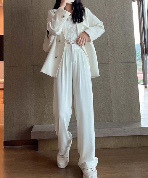 Miniministore（ミニミニストア）の「ワイドパンツ タック入り レディース（スラックス・レディース・ホワイト/ブラウン/ブラック/グレー・S/L/M）」の8枚目の写真