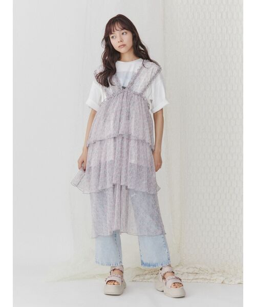 merry jenny（メリージェニー）の「ギンガムcat tee（Tシャツ/カットソー・レディース・オフホワイト/チャコールグレー/ブルー/ピンク・FREE）」の5枚目の写真