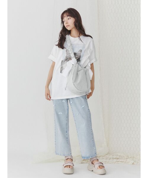 merry jenny（メリージェニー）の「ギンガムcat tee（Tシャツ/カットソー・レディース・オフホワイト/チャコールグレー/ブルー/ピンク・FREE）」の6枚目の写真