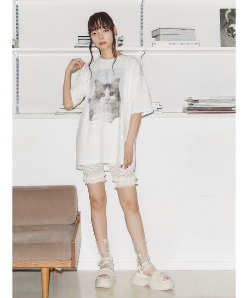 merry jenny（メリージェニー）の「ギンガムcat tee（Tシャツ/カットソー・レディース・オフホワイト/チャコールグレー/ブルー/ピンク・FREE）」の9枚目の写真