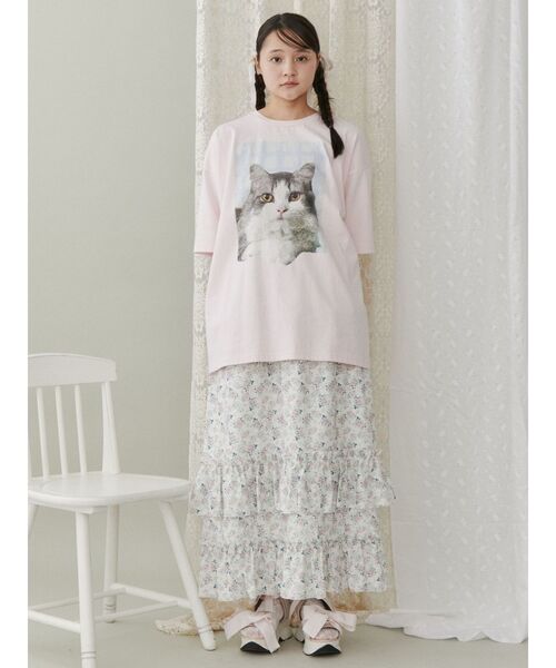 merry jenny（メリージェニー）の「ギンガムcat tee（Tシャツ/カットソー・レディース・オフホワイト/チャコールグレー/ブルー/ピンク・FREE）」の21枚目の写真