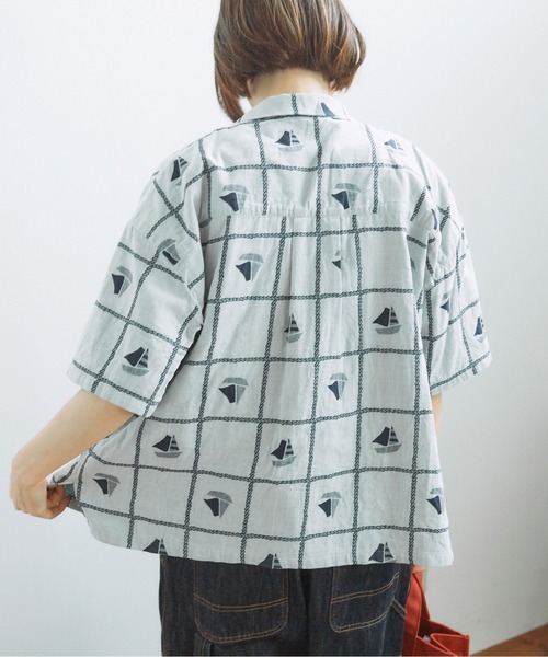 ◆期間限定SALE◆PAR ICI（パーリッシィ）「ヨットジャカード 開襟シャツ PAR ICI（パーリッシィ）の「ヨットジャカード 開襟シャツ
