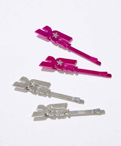 X-girl（エックスガール）の「STAR LOGO 2PCS HAIR PINS（ヘアピン・レディース・シルバー/ピンク・ONE SIZE）」の3枚目の写真