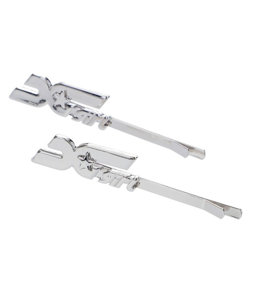 X-girl（エックスガール）の「STAR LOGO 2PCS HAIR PINS（ヘアピン・レディース・シルバー/ピンク・ONE SIZE）」の4枚目の写真