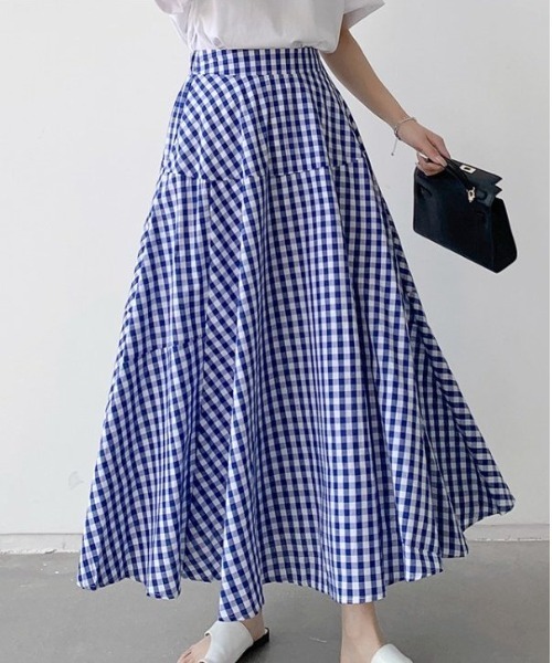 コグマ　コムデギャルソン ギンガムチェック フレアスカート ブルー 青 COMME des GARCONS コムデギャルソン ギンガムチェック フレア