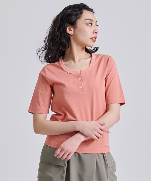 Eddie Bauer(エディーバウアー)の「プレーティング天竺 ヘンリーネック 半袖 Tシャツ(Tシャツ/カットソー・レディース・ライトグリーン/ダークオレンジ/ブラック・XL/L/M/S)」の3枚目の写真