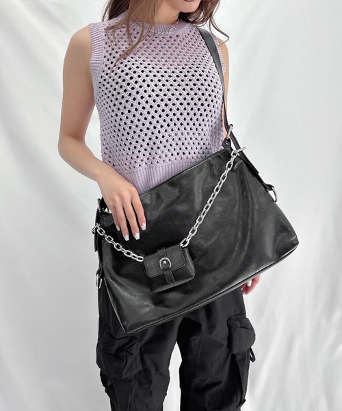 ENVYM（アンビー）の「チェーンデザインバッグ（ショルダーバッグ・レディース・ブラック・FREE）」の2枚目の写真