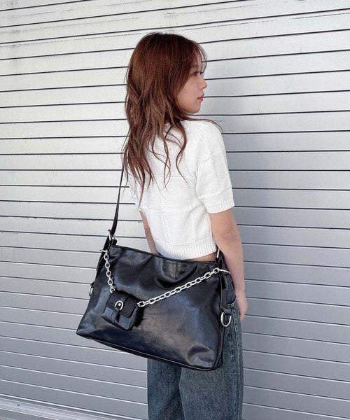 ENVYM（アンビー）の「チェーンデザインバッグ（ショルダーバッグ・レディース・ブラック・FREE）」の7枚目の写真