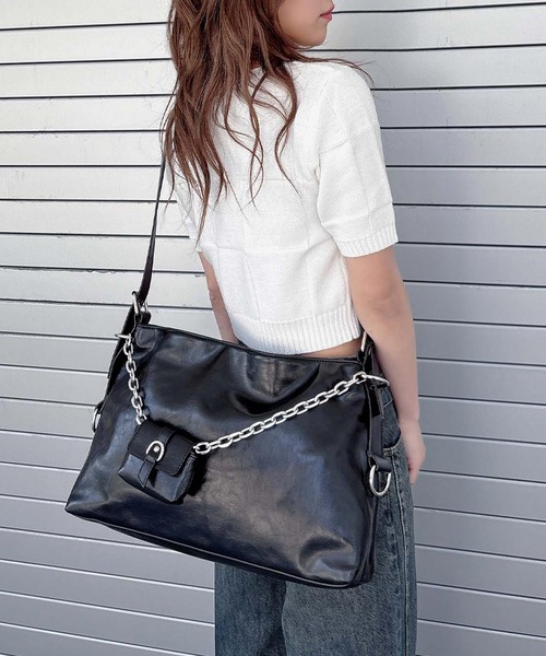 ENVYM（アンビー）の「チェーンデザインバッグ（ショルダーバッグ・レディース・ブラック・FREE）」の8枚目の写真