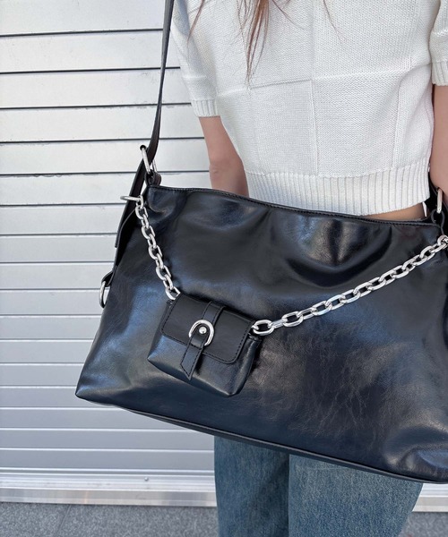 ENVYM（アンビー）の「チェーンデザインバッグ（ショルダーバッグ・レディース・ブラック・FREE）」の9枚目の写真