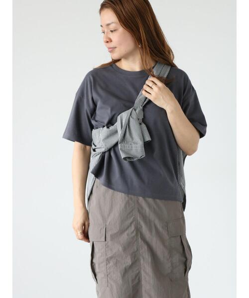 Lugnoncure(ルノンキュール)の「【抗菌防臭】クルーネック天竺Tシャツ(Tシャツ/カットソー・レディース・ブラック/チャコールグレー/オフホワイト・F)」の1枚目の写真