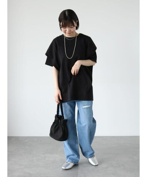 Lugnoncure(ルノンキュール)の「【抗菌防臭】クルーネック天竺Tシャツ(Tシャツ/カットソー・レディース・ブラック/チャコールグレー/オフホワイト・F)」の17枚目の写真