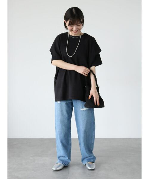 Lugnoncure(ルノンキュール)の「【抗菌防臭】クルーネック天竺Tシャツ(Tシャツ/カットソー・レディース・ブラック/チャコールグレー/オフホワイト・F)」の18枚目の写真