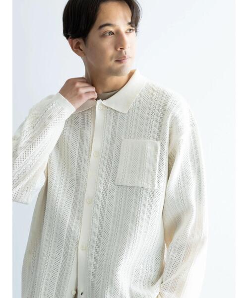 CRAFT STANDARD BOUTIQUE（クラフトスタンダードブティック）の「【ユニセックス】オープンワーク　シャツニットカーディガン（カーディガン/ボレロ・レディース・ネイビー/チャコールグレー/アイボリー・L/XL）」の18枚目の写真