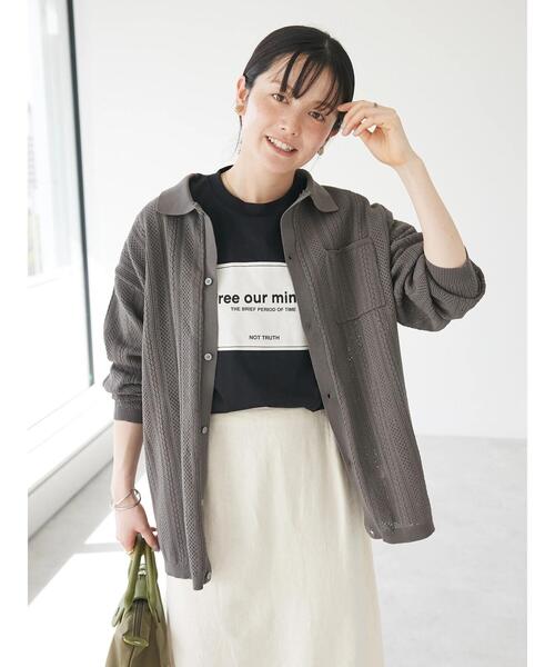 CRAFT STANDARD BOUTIQUE（クラフトスタンダードブティック）の「【ユニセックス】オープンワーク　シャツニットカーディガン（カーディガン/ボレロ・レディース・ネイビー/チャコールグレー/アイボリー・L/XL）」の19枚目の写真