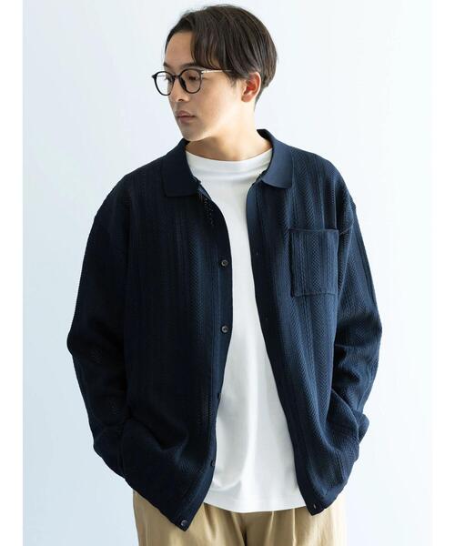 CRAFT STANDARD BOUTIQUE（クラフトスタンダードブティック）の「【ユニセックス】オープンワーク　シャツニットカーディガン（カーディガン/ボレロ・レディース・ネイビー/チャコールグレー/アイボリー・L/XL）」の20枚目の写真