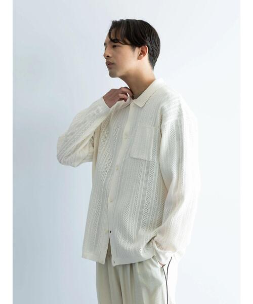 CRAFT STANDARD BOUTIQUE（クラフトスタンダードブティック）の「【ユニセックス】オープンワーク　シャツニットカーディガン（カーディガン/ボレロ・レディース・ネイビー/チャコールグレー/アイボリー・L/XL）」の22枚目の写真