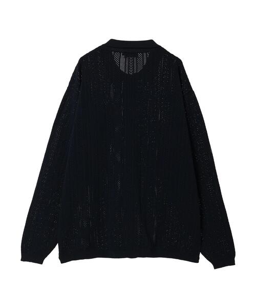 CRAFT STANDARD BOUTIQUE（クラフトスタンダードブティック）の「【ユニセックス】オープンワーク　シャツニットカーディガン（カーディガン/ボレロ・レディース・ネイビー/チャコールグレー/アイボリー・L/XL）」の4枚目の写真