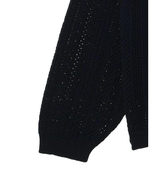 CRAFT STANDARD BOUTIQUE（クラフトスタンダードブティック）の「【ユニセックス】オープンワーク　シャツニットカーディガン（カーディガン/ボレロ・レディース・ネイビー/チャコールグレー/アイボリー・L/XL）」の6枚目の写真