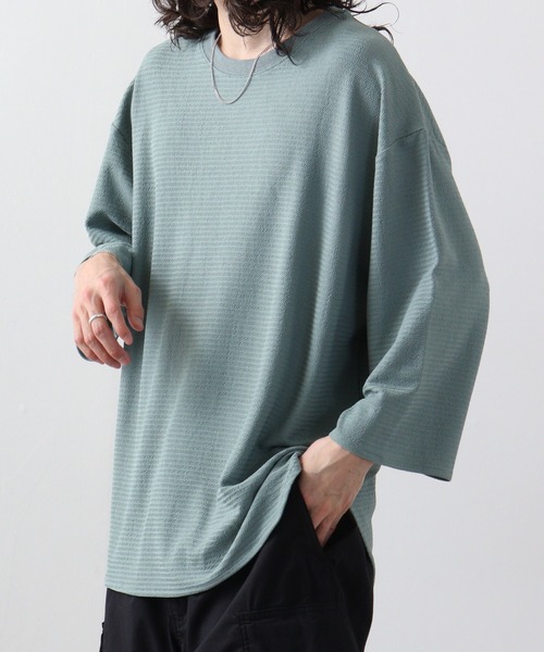 many men many mind(メニーメンメニーマインド)の「フクレジャガードルーズベーシックTEE(Tシャツ/カットソー・メンズ・ブラック/ベージュ/グリーン/ホワイト・L/XL/M)」の4枚目の写真