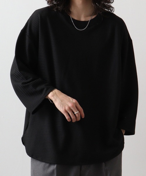 many men many mind(メニーメンメニーマインド)の「フクレジャガードルーズベーシックTEE(Tシャツ/カットソー・メンズ・ブラック/ベージュ/グリーン/ホワイト・L/XL/M)」の5枚目の写真