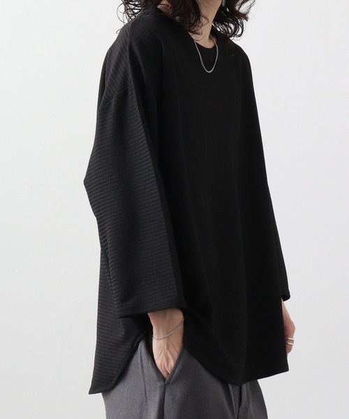 many men many mind(メニーメンメニーマインド)の「フクレジャガードルーズベーシックTEE(Tシャツ/カットソー・メンズ・ブラック/ベージュ/グリーン/ホワイト・L/XL/M)」の8枚目の写真