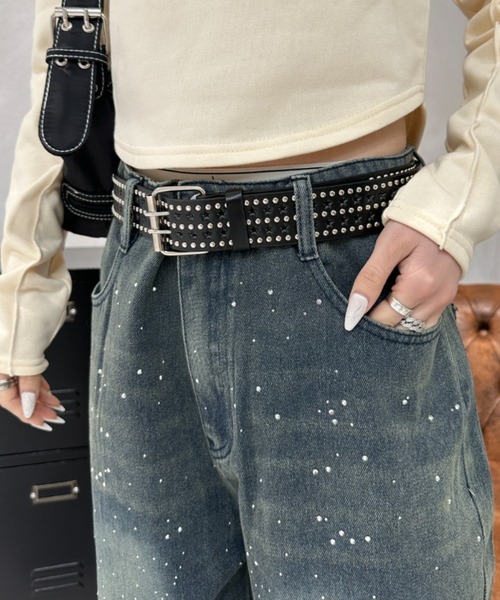 sedacle girl(セダクルガール)の「スタースタッズベルト(ベルト・レディース・ブラック/オフホワイト・FREE)」の4枚目の写真