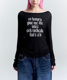 ROCKCAKE | 韓国ブランド ROCK CAKE ロックケーキ Funk Mesh Top メッシュTシャツ 長袖Tシャツ 長袖トップス ロゴTシャツ シースルートップス ロンT 韓国ファッション ストリートファッション(Tシャツ/カットソー)