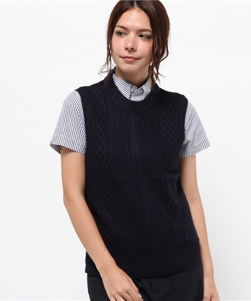 SEVENDAYS=SUNDAY（セブンデイズサンデイ）の「変化編ニットベスト（ベスト・レディース・オフホワイト/グレー/ネイビー/ワインレッド・MEDIUM/LARGE）」の3枚目の写真