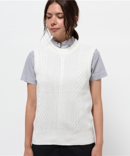 SEVENDAYS=SUNDAY（セブンデイズサンデイ）の「変化編ニットベスト（ベスト・レディース・オフホワイト/グレー/ネイビー/ワインレッド・MEDIUM/LARGE）」の5枚目の写真