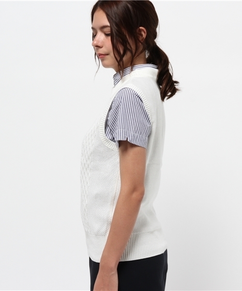 SEVENDAYS=SUNDAY（セブンデイズサンデイ）の「変化編ニットベスト（ベスト・レディース・オフホワイト/グレー/ネイビー/ワインレッド・MEDIUM/LARGE）」の6枚目の写真