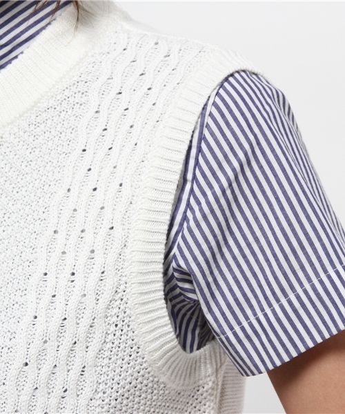 SEVENDAYS=SUNDAY（セブンデイズサンデイ）の「変化編ニットベスト（ベスト・レディース・オフホワイト/グレー/ネイビー/ワインレッド・MEDIUM/LARGE）」の9枚目の写真