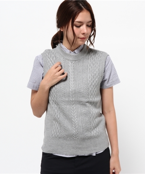 SEVENDAYS=SUNDAY（セブンデイズサンデイ）の「変化編ニットベスト（ベスト・レディース・オフホワイト/グレー/ネイビー/ワインレッド・MEDIUM/LARGE）」の12枚目の写真