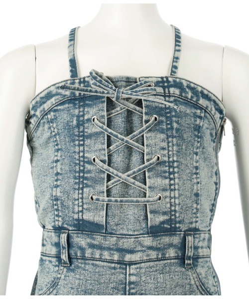 ANAP kids(アナップキッズ)の「レースアップ フレア サロペット 【ジュニアお揃い】(サロペット/オーバーオール・キッズ・ライトブルー/ブラック・110cm/120cm/130cm)」の20枚目の写真